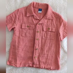 Old Navy Coral Linen Toddler Button-Up Shirt. Size 3T